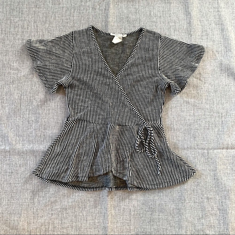 Caution To The Wind Striped Peplum Top